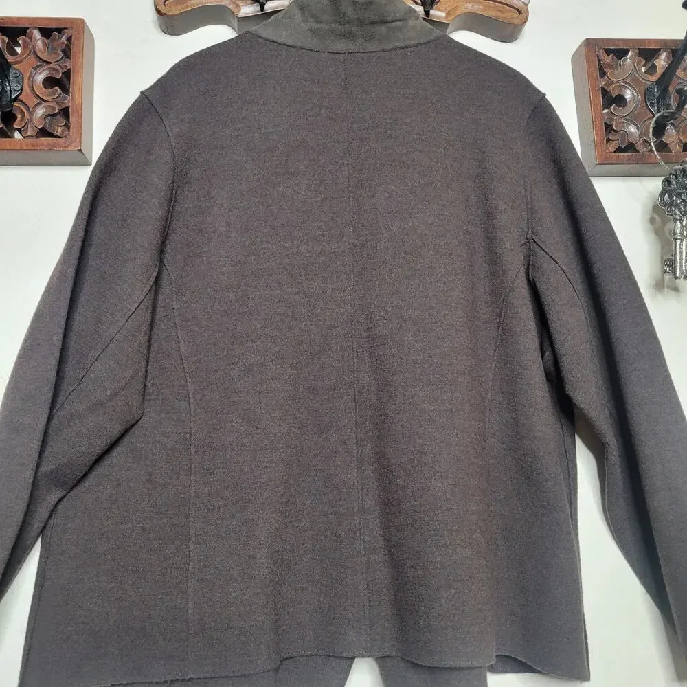 EILEEN FISHER Women Lamb Suede Merino Wool Felted Knit Blazer Jacket Shacket✨️2X